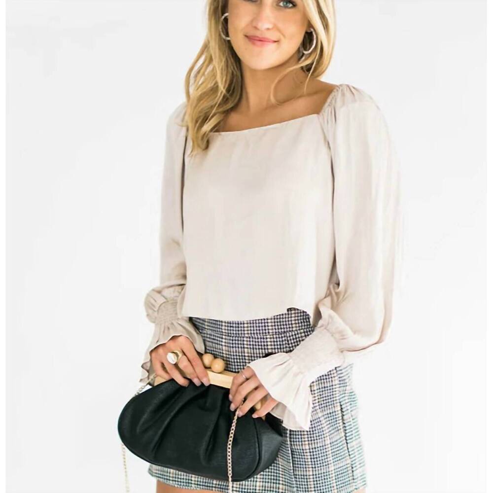 NEW FALCON PARK tayla tulip back blouse in beige